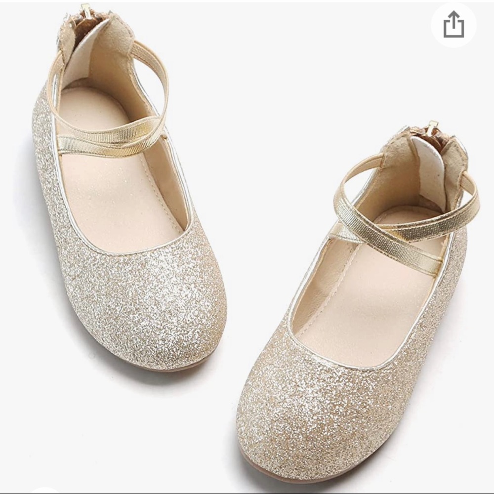 Kiderence Gold Sparkle Flats